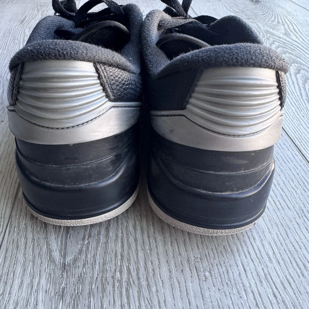 Air Jordan 2/3 black metallic silver Low Top Leather Sneakers Unisex Kids US 7Y